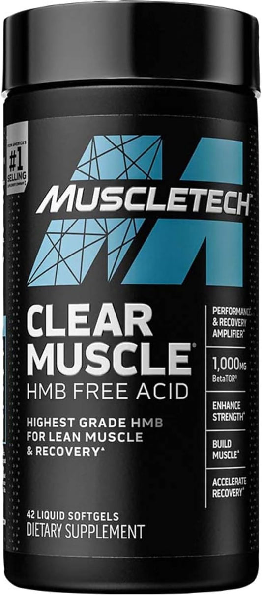 Premium Muscletech HMB Supplements: Clear Muscle Liquid Softgels - 1000mg Highest Grade HMB for Lean Muscle & Recovery - Free Acid Muscle Supplement - Reduce Muscle Breakdown - 42 Softgels