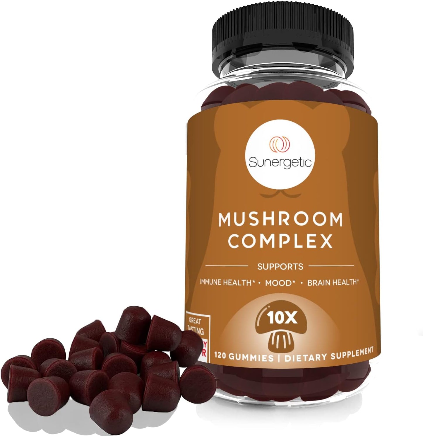 Premium Mushroom Gummies Supplement for Immune Health, Brain, Mood, and Stress Support - Blend of Lions Mane, Chaga, Reishi, Turkey Tail, Cordyceps - 120 Gummies