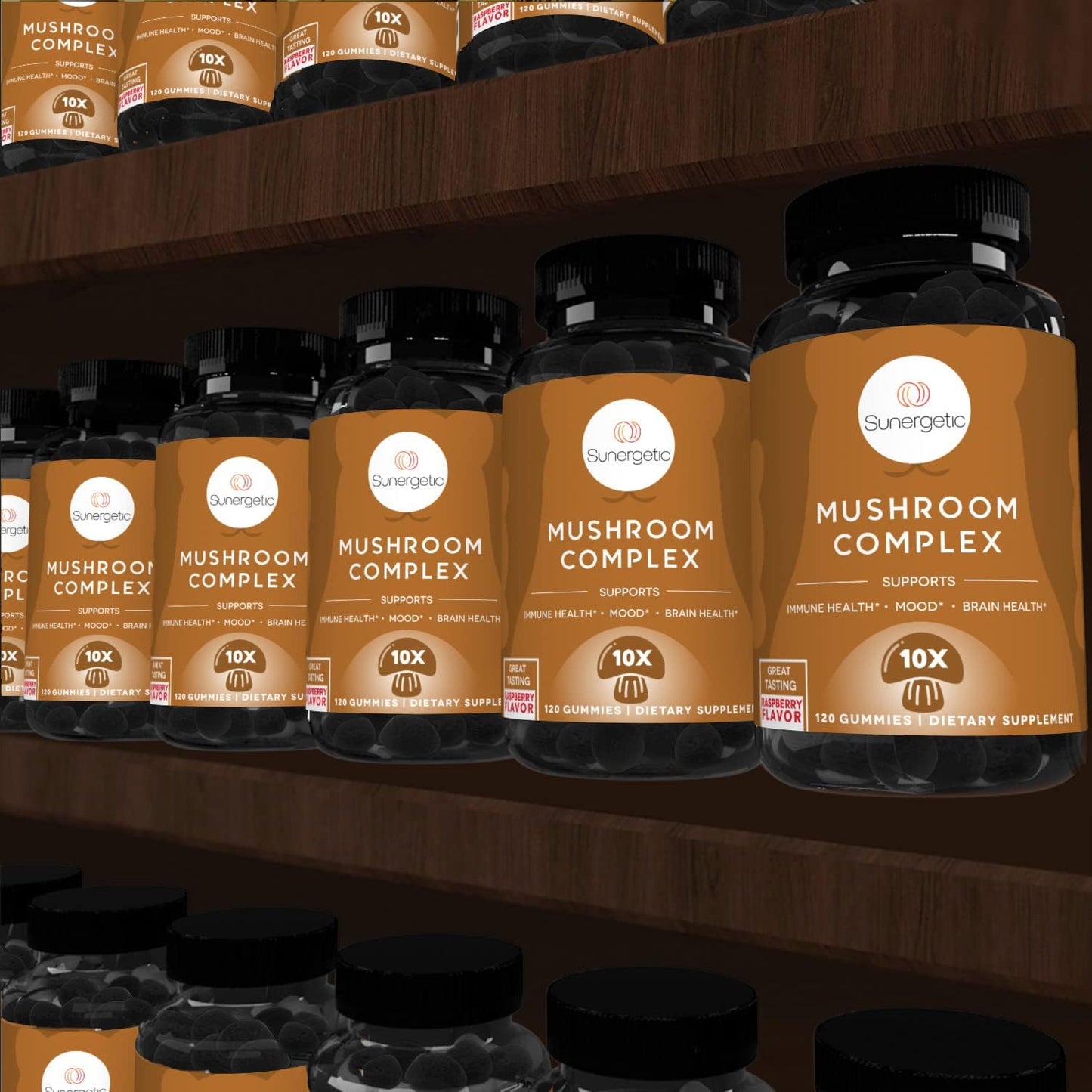 Premium Mushroom Gummies Supplement for Immune Health, Brain, Mood, and Stress Support - Blend of Lions Mane, Chaga, Reishi, Turkey Tail, Cordyceps - 120 Gummies