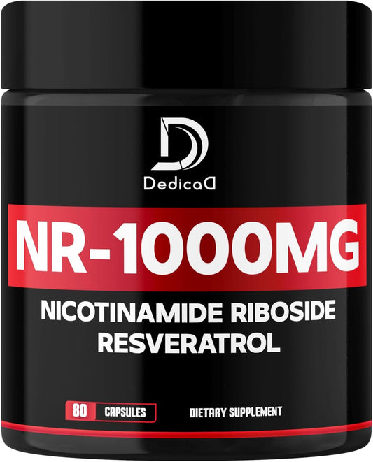 Premium NAD Supplement with Nicotinamide Riboside and Trans Resveratrol - 1000mg NR for Men & Women - 80 Capsules