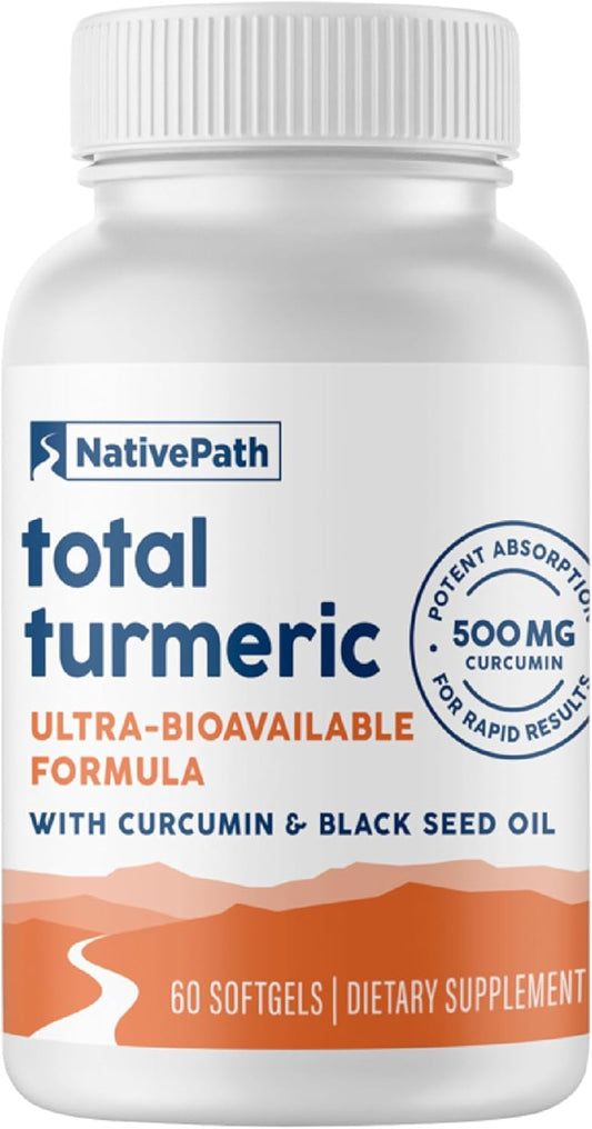 Premium NativePath Turmeric Curcumin Softgels with Black Seed Oil - Advanced Antioxidant & Joint Support - High Absorption Formula - Non-GMO & Gluten-Free - 60 Softgels