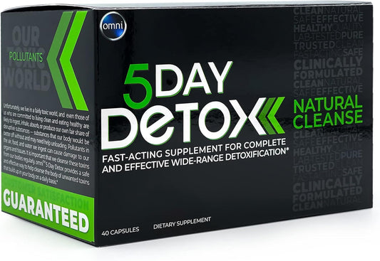 Premium Natural Body Detox Supplement - Wellgenix Omni 5 Day Cleanse, 40 Capsules for Toxin Removal & Total Body Purge - Supports Liver, Kidneys, Urinary Tract, Digestive System