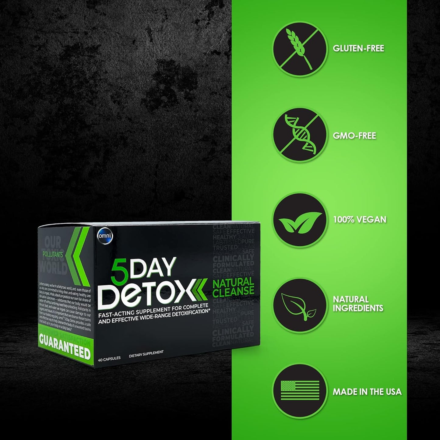Premium Natural Body Detox Supplement - Wellgenix Omni 5 Day Cleanse, 40 Capsules for Toxin Removal & Total Body Purge - Supports Liver, Kidneys, Urinary Tract, Digestive System