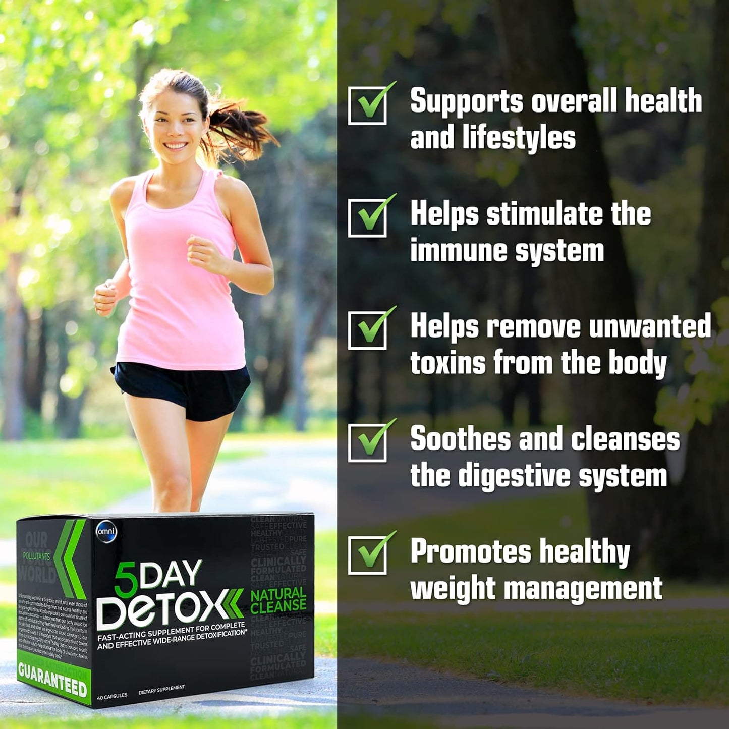 Premium Natural Body Detox Supplement - Wellgenix Omni 5 Day Cleanse, 40 Capsules for Toxin Removal & Total Body Purge - Supports Liver, Kidneys, Urinary Tract, Digestive System