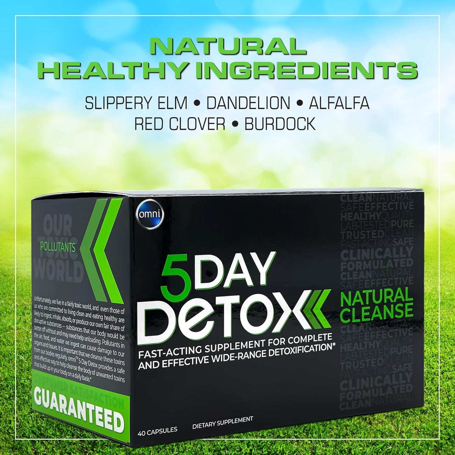 Premium Natural Body Detox Supplement - Wellgenix Omni 5 Day Cleanse, 40 Capsules for Toxin Removal & Total Body Purge - Supports Liver, Kidneys, Urinary Tract, Digestive System