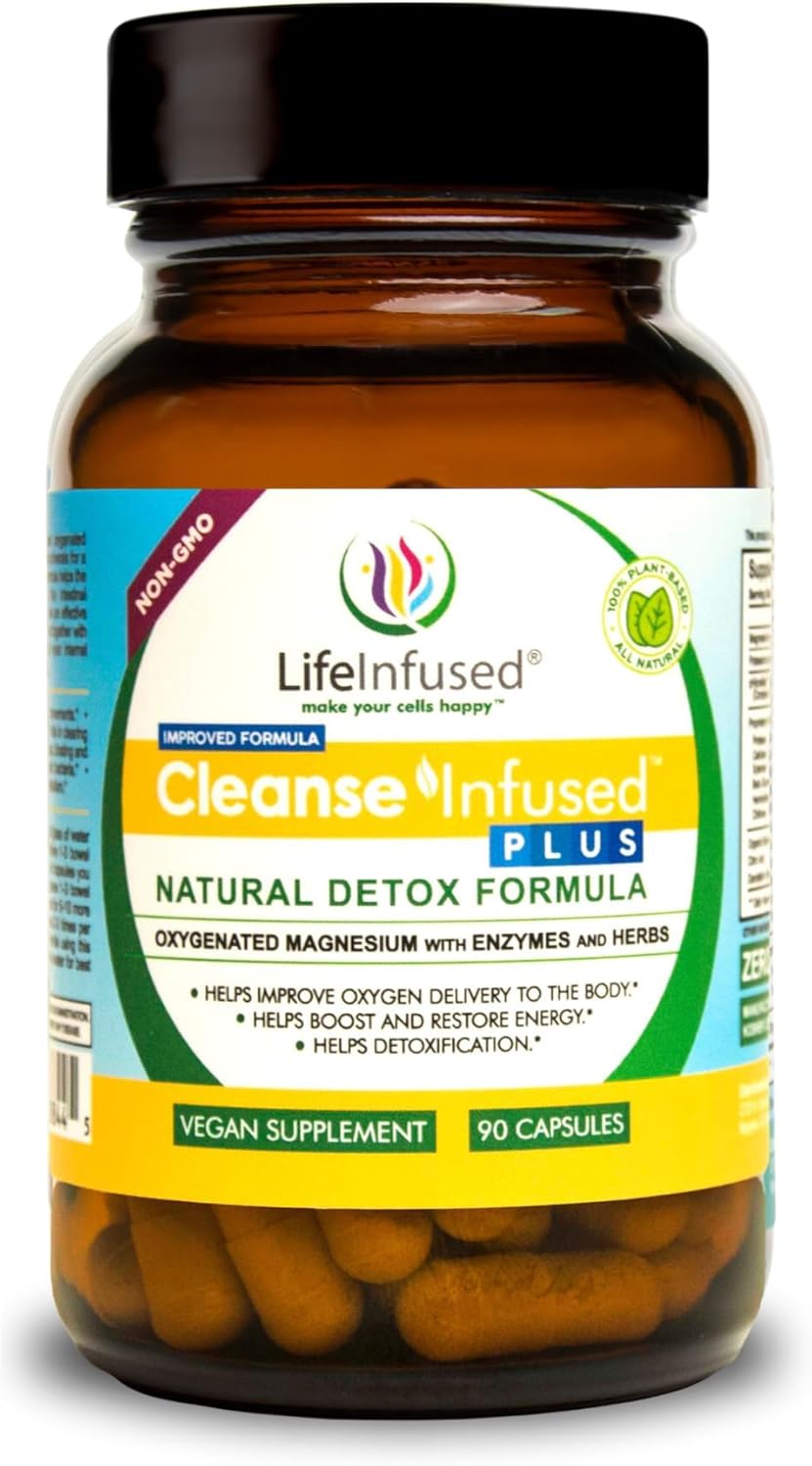 Premium Natural Colon Cleanser with Oxygenated Magnesium, Herbs, and Enzymes - Gentle Constipation Relief and Total Body Detox (90 Caps)