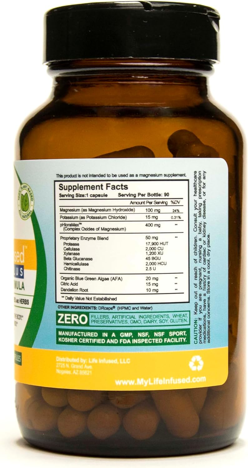 Premium Natural Colon Cleanser with Oxygenated Magnesium, Herbs, and Enzymes - Gentle Constipation Relief and Total Body Detox (90 Caps)