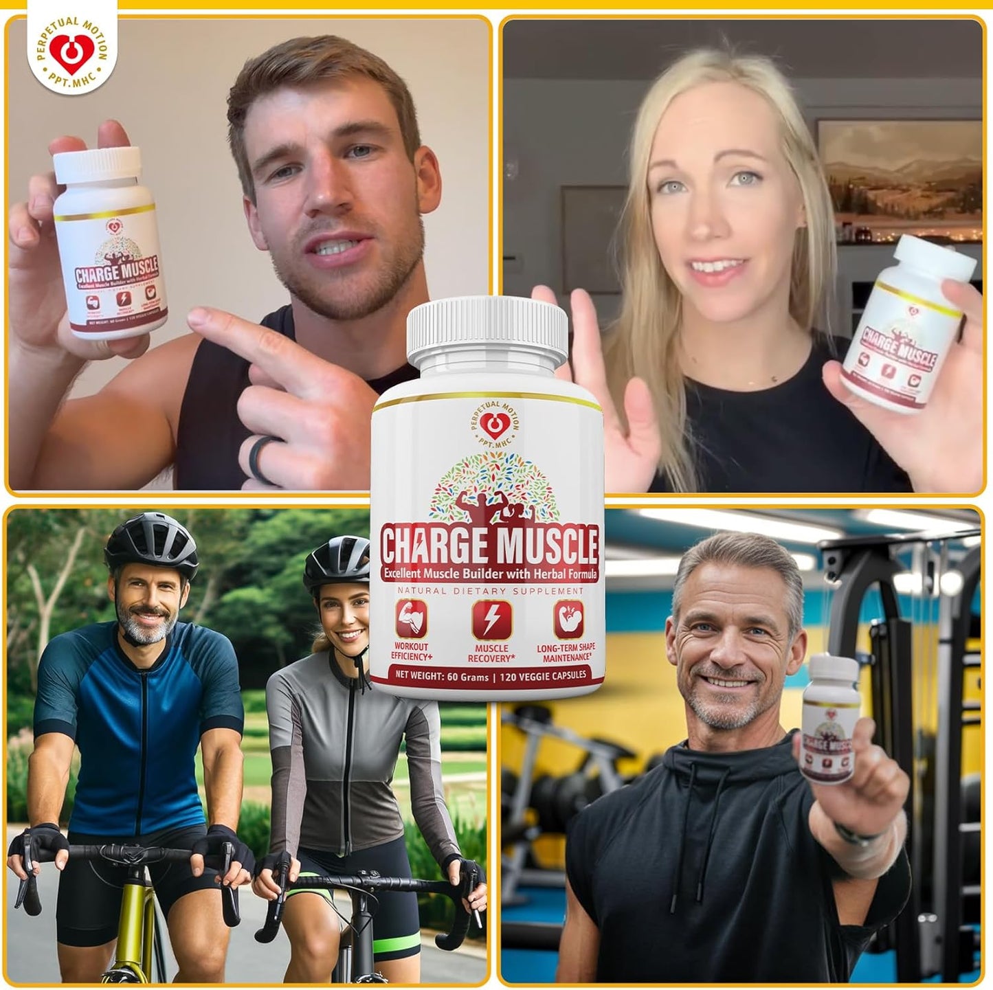 Premium Natural Muscle Support Supplement for Men and Women - Herbal Recovery, Growth, Quality Sleep & Cramp Relief - 120 Veg Caps