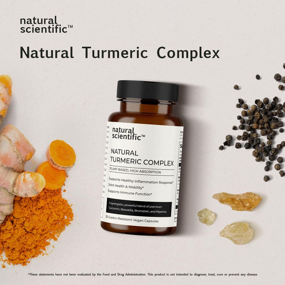 Premium Natural Scientific Turmeric Supplement with Curcumin and Piperine - 30 Capsules - Dietary Aid