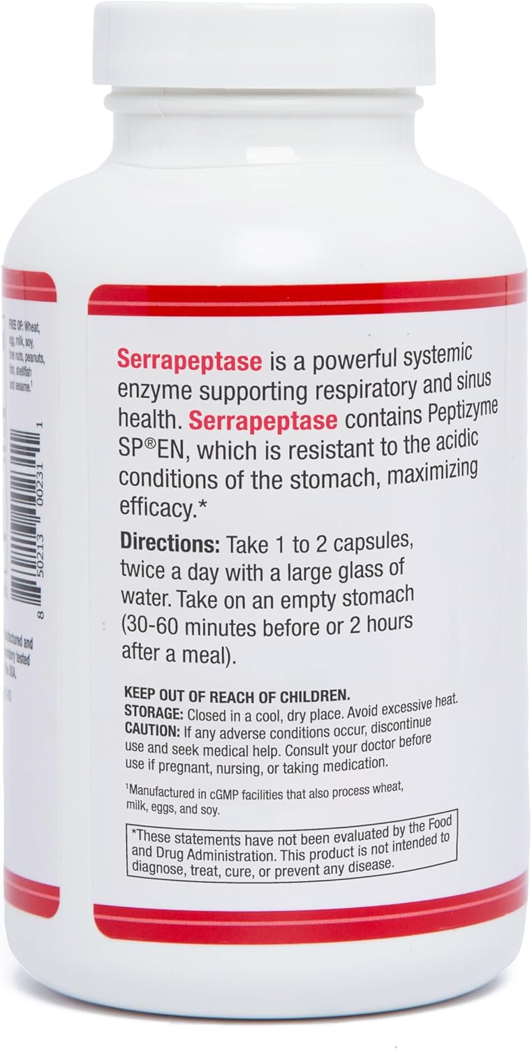 Premium Natural Systemic Enzymes: AST Enzymes Serrapeptase 80,000 SPU - 300 Vegetarian Capsules, Acid-Resistant