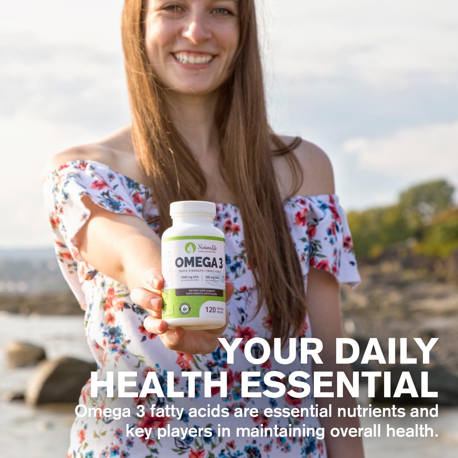 Premium NaturaLife Omega 3 Fish Oil Capsules | Triple Strength | High EPA & DHA | 1000mg | Natural Essential Fatty Acids