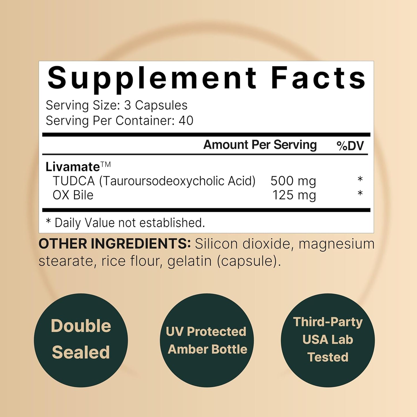 Premium NatureBell TUDCA 500mg with OX Bile 125mg, 120 Capsules - Liver Cleanse & Detox Support Supplement, High Absorption Formula, Bile Salts & Livamate, Natural Bitter Taste, Third Party Tested