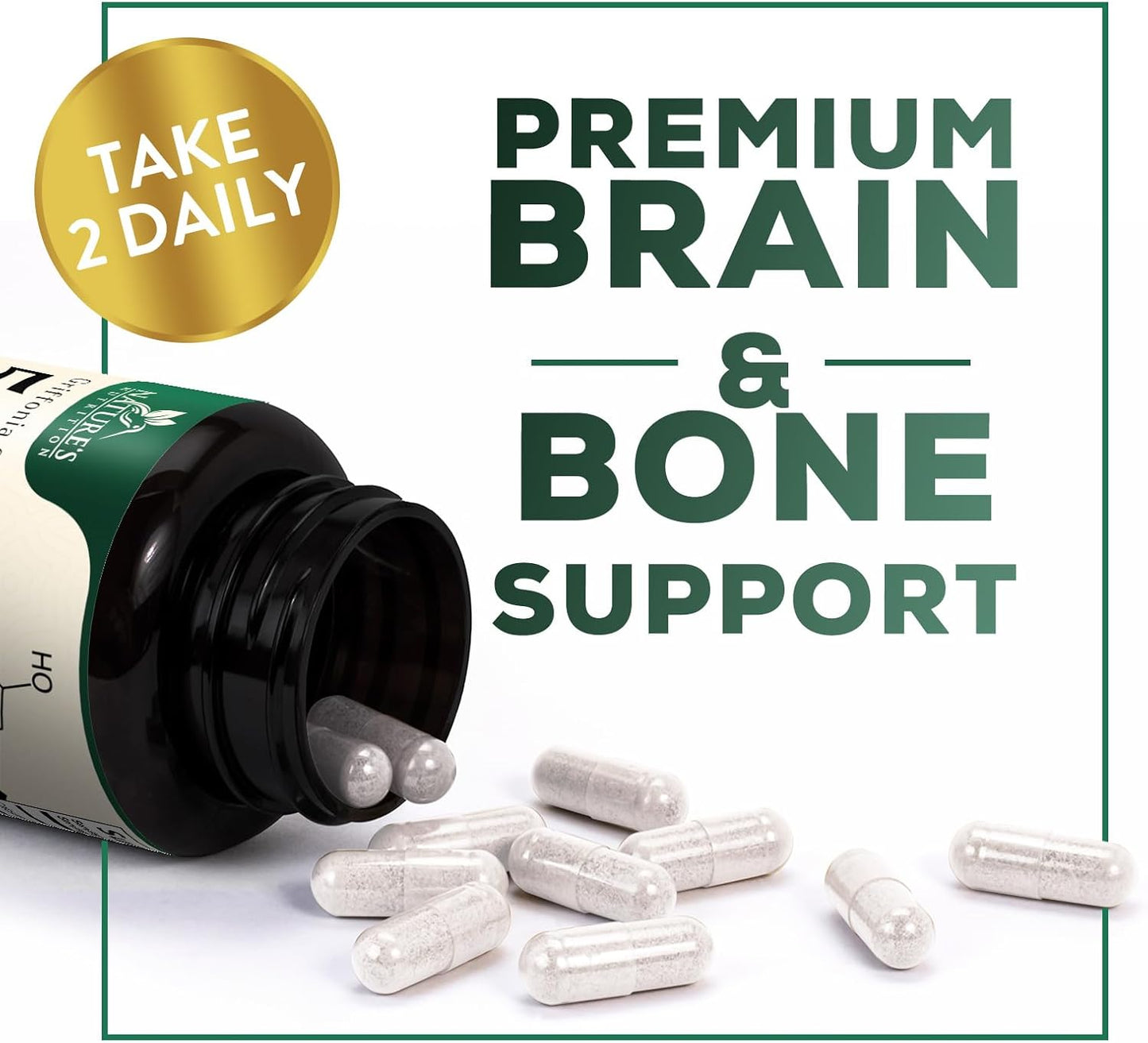 Premium Nature's Nutrition 5HTP Supplement Capsules - 200mg Extra Strength Formula with Calcium for Brain & Calm Support - Gluten Free - 120 Vegetarian Capsules