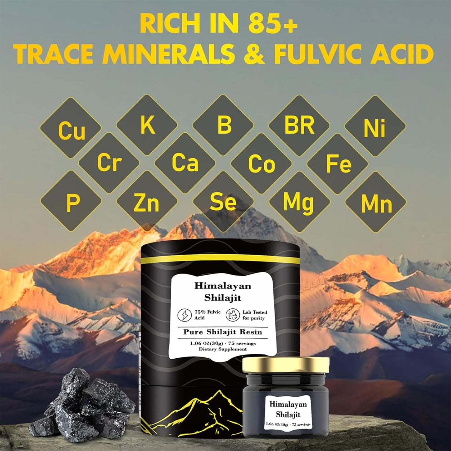 Premium Neonomicon Himalayan Shilajit Resin | Energy Boost & Immune Support | 85+ Trace Minerals | 75%+ Fulvic Acid | Clean Formula | 75 Servings