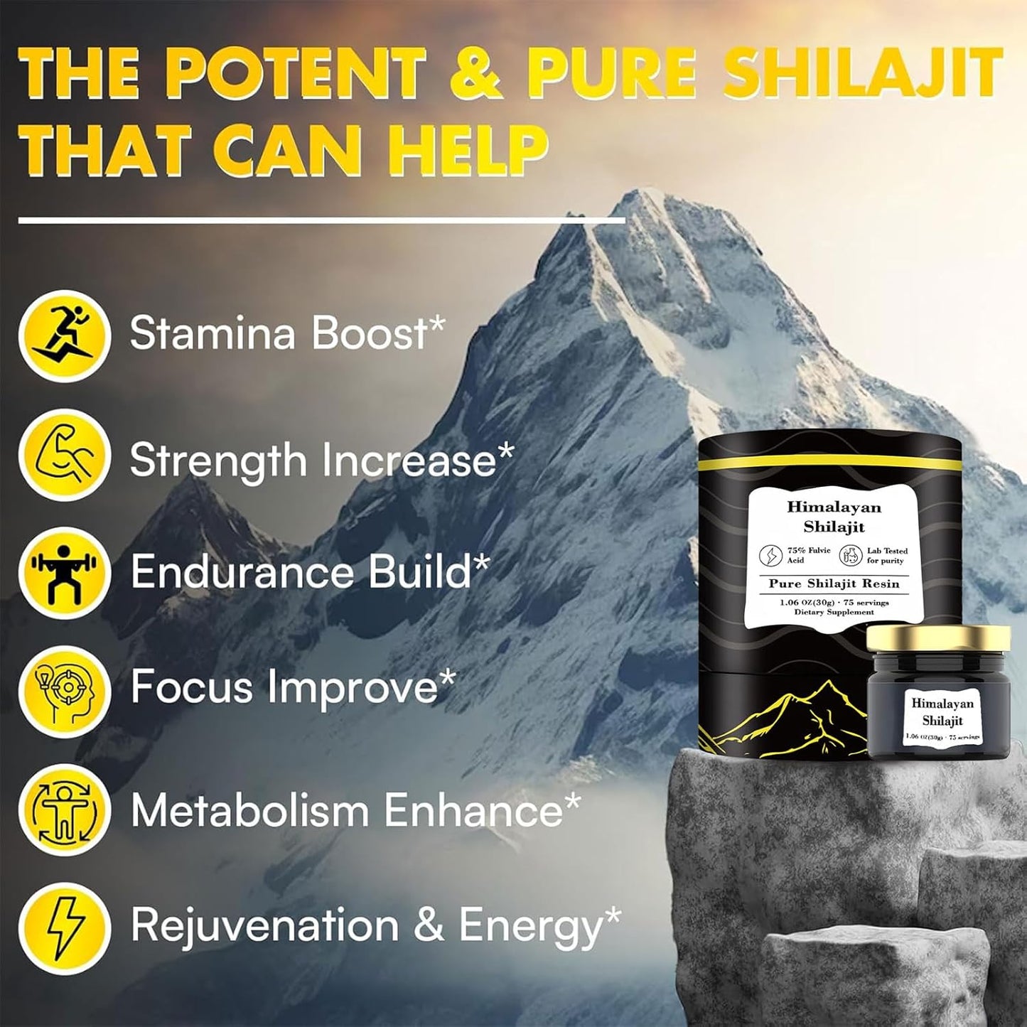 Premium Neonomicon Himalayan Shilajit Resin | Energy Boost & Immune Support | 85+ Trace Minerals | 75%+ Fulvic Acid | Clean Formula | 75 Servings