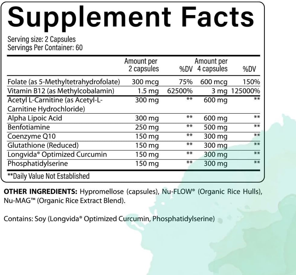 Premium Nerve Support Supplement with Coenzyme Q10, Vitamin B Complex, Alpha Lipoic Acid - 120 Capsules