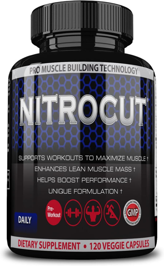 Premium Nitric Oxide Pre Workout Supplement - 120 Capsules - Boost Muscle Growth & Blood Flow - L-Arginine & L-Citrulline Formula