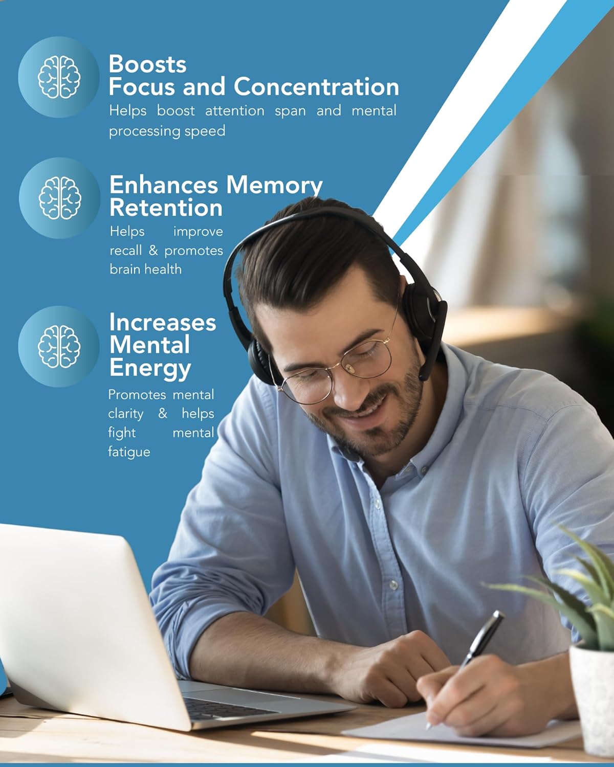 Premium Nootropic Brain Supplement for Focus, Energy, and Memory Boost - Cognitive Support with Ginkgo Biloba, Bacopa Monnieri, and More