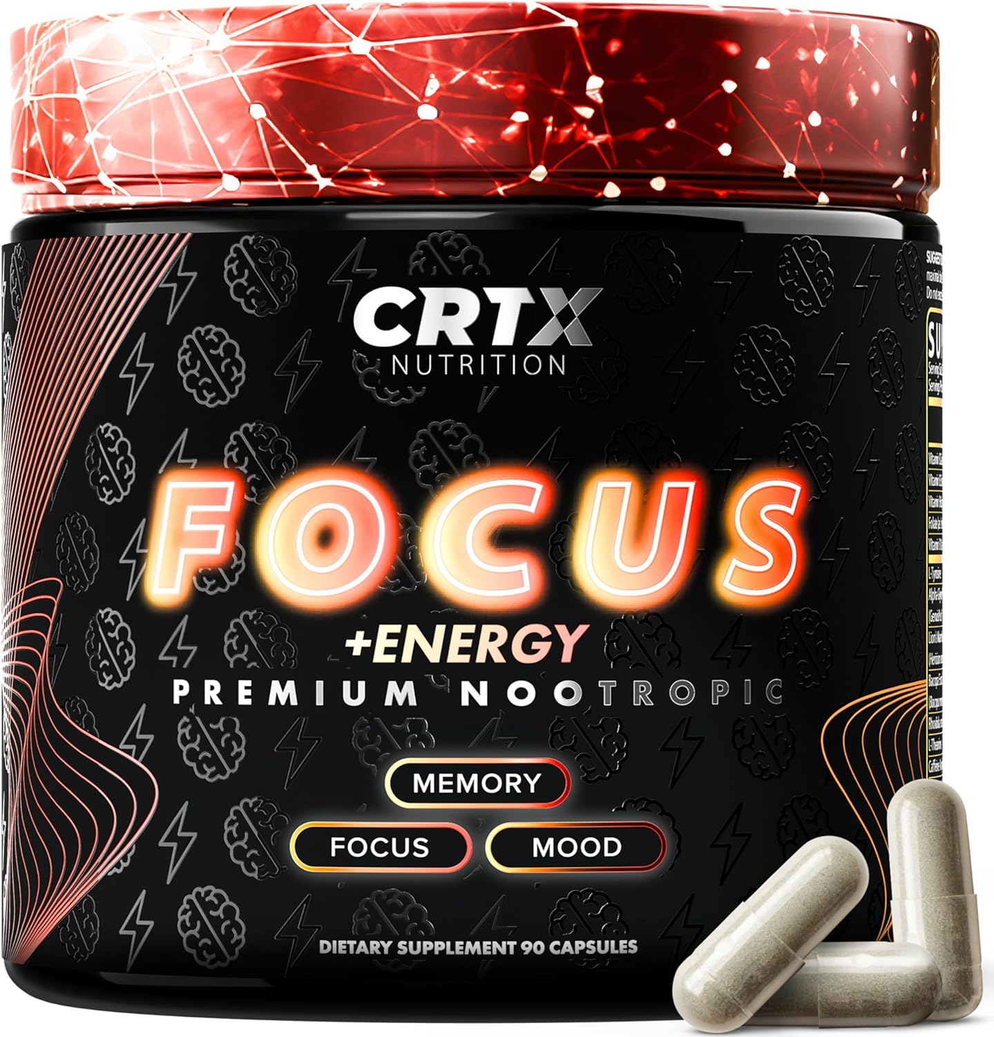 Premium Nootropic Brain Supplements for Memory, Energy, and Focus - 90ct - Cognitive Supplement with 14-in-1 Brain Energy Blend - Supports Memory and Mental Clarity