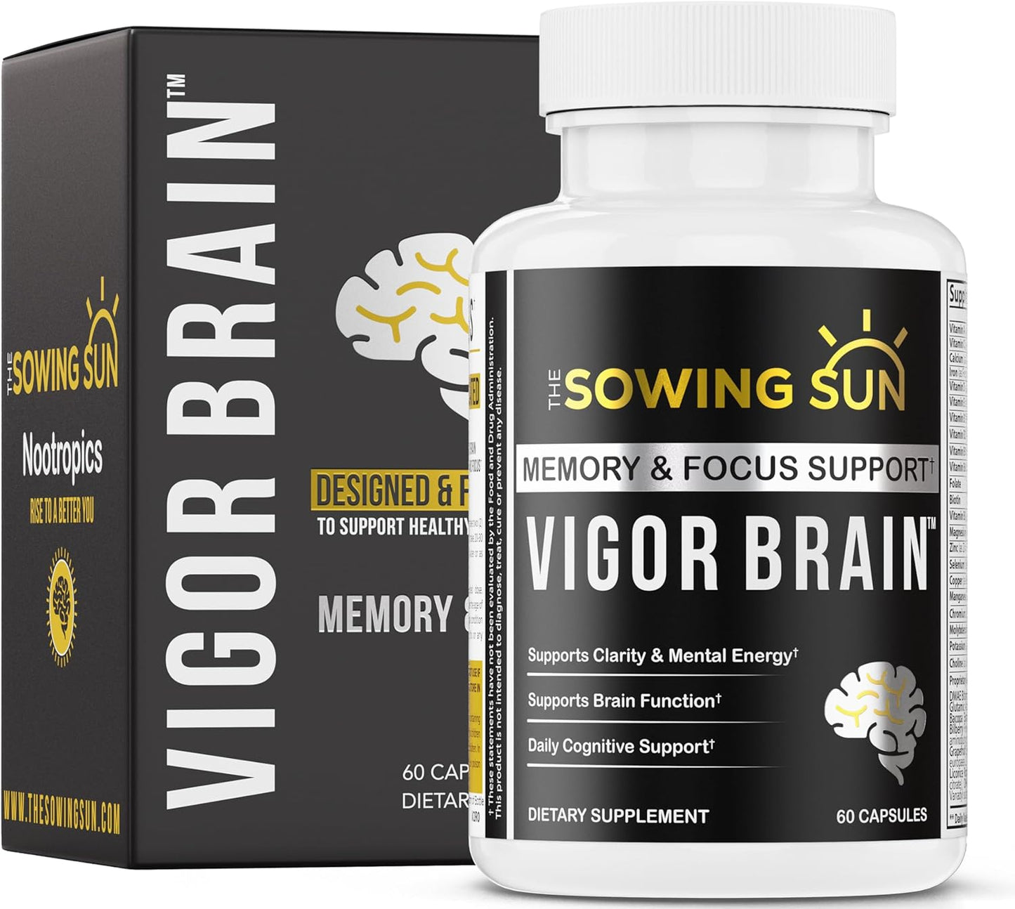 Premium Nootropic Supplement for Concentration, Brain & Memory Support - 40 Unique Ingredients including DMAE, Choline & Bacopa Monnieri