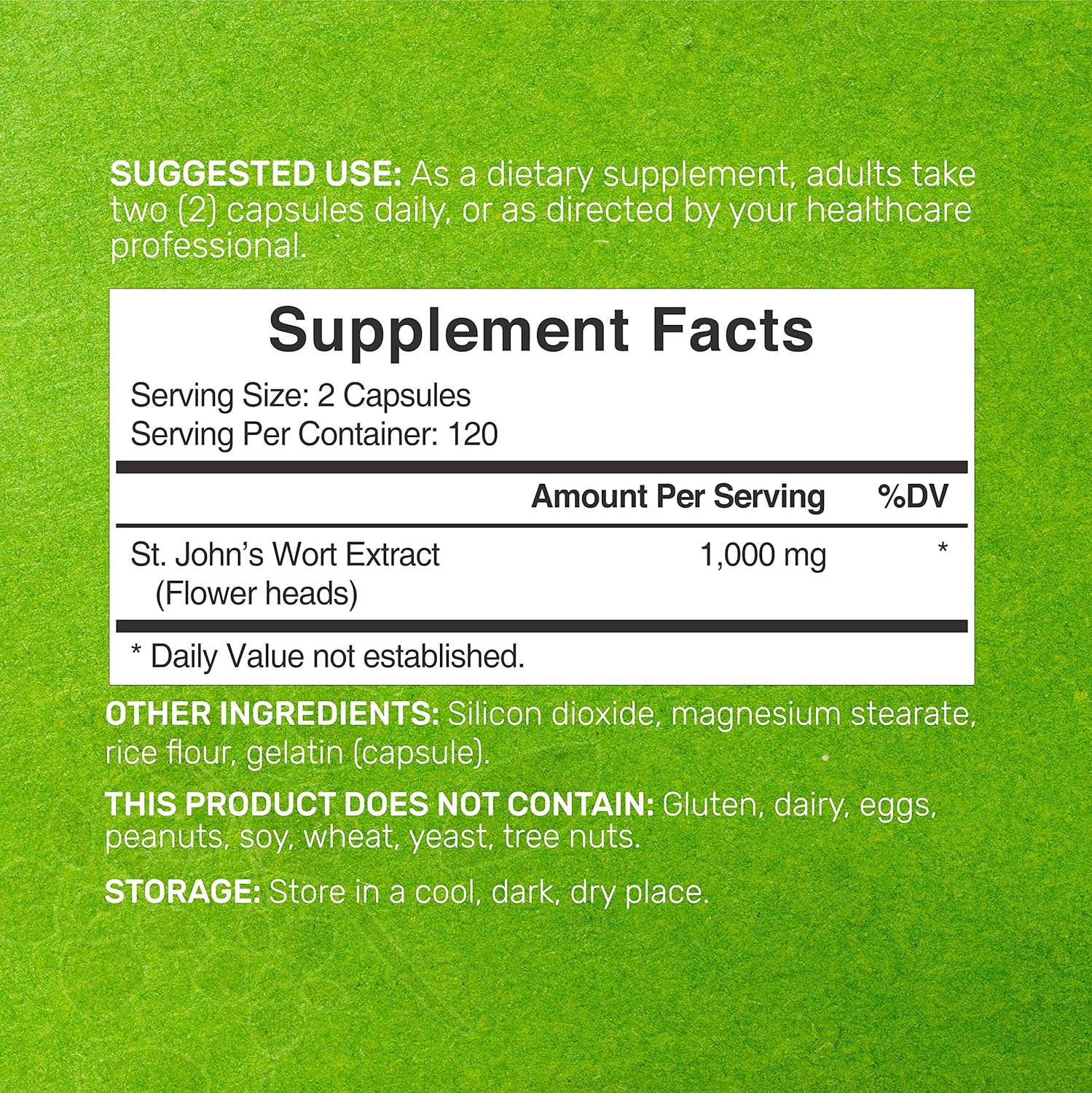 Premium North American St. John's Wort Extract Capsules - 1000mg, 240 Count, High Hypericins Content