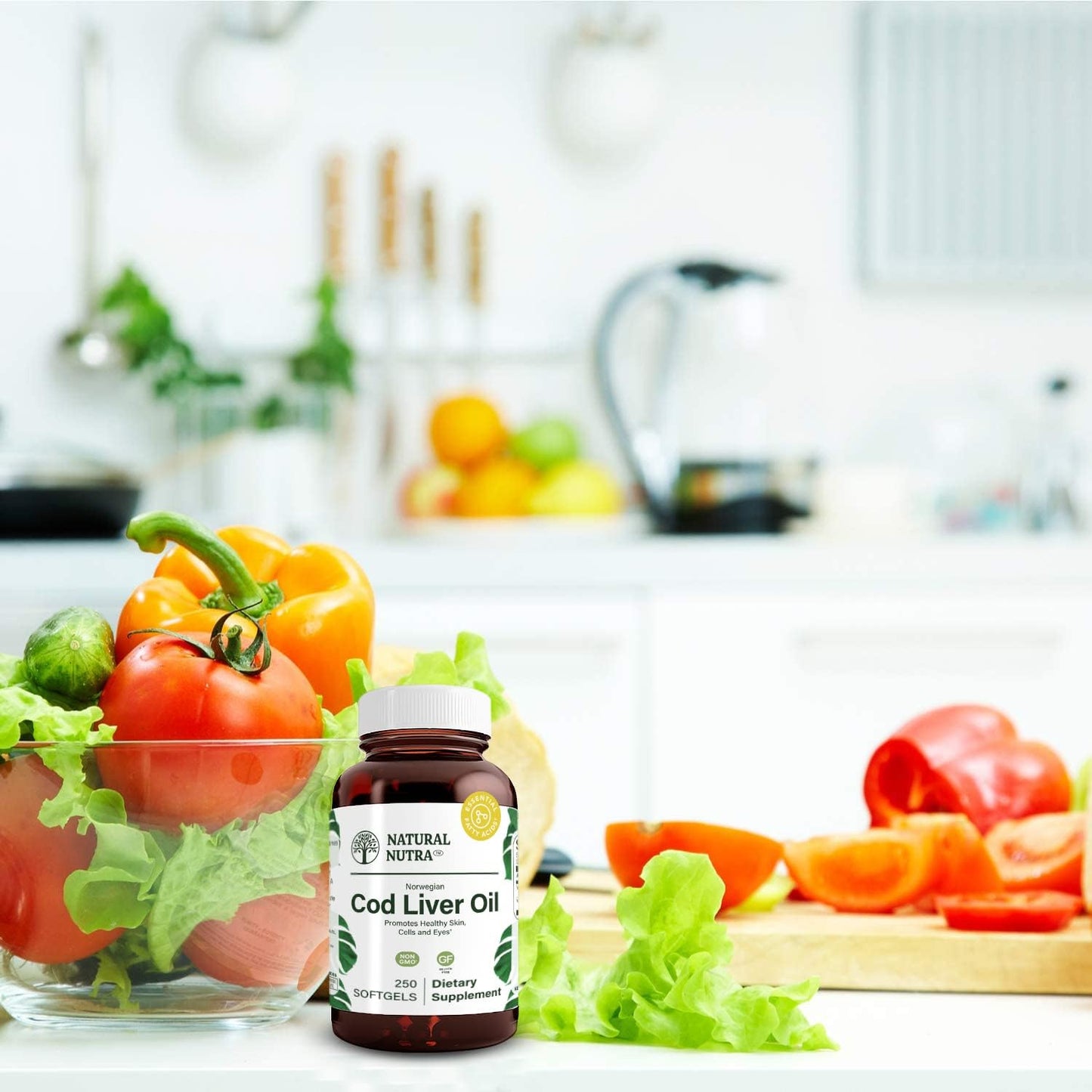 Premium Norwegian Cod Liver Oil Supplement for Skin, Body Density, Eye and Dental Health, Cardiovascular Support - 250 Softgels by Natural Nutra