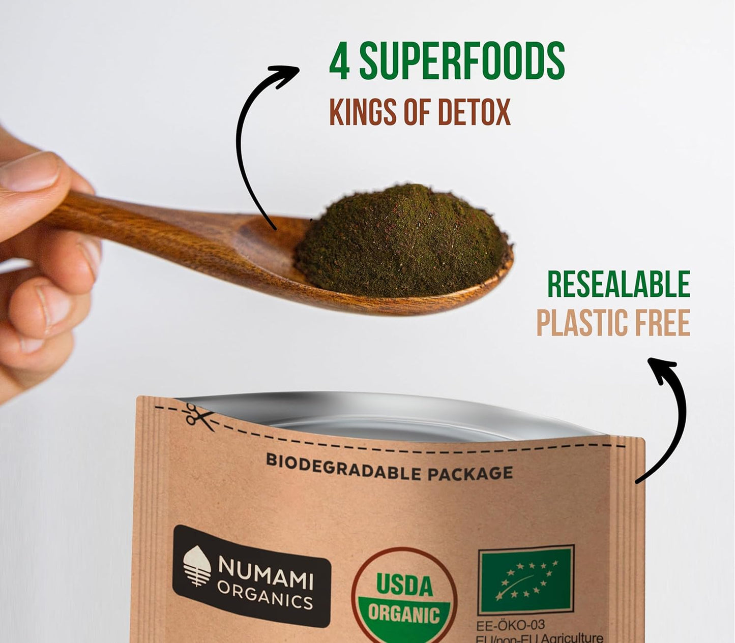 Premium Numami Organic Blueberry Detox Smoothie Powder with Spirulina, Dulse, and Barley Grass Juice - Superfood from Europe