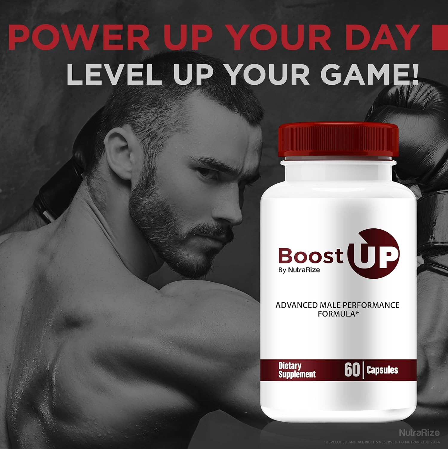 Premium NutraRize Boost Up Capsules for Men - All Natural Daily Nutrition for Male Health & Wellness - BoostUps Review (60 Pills)
