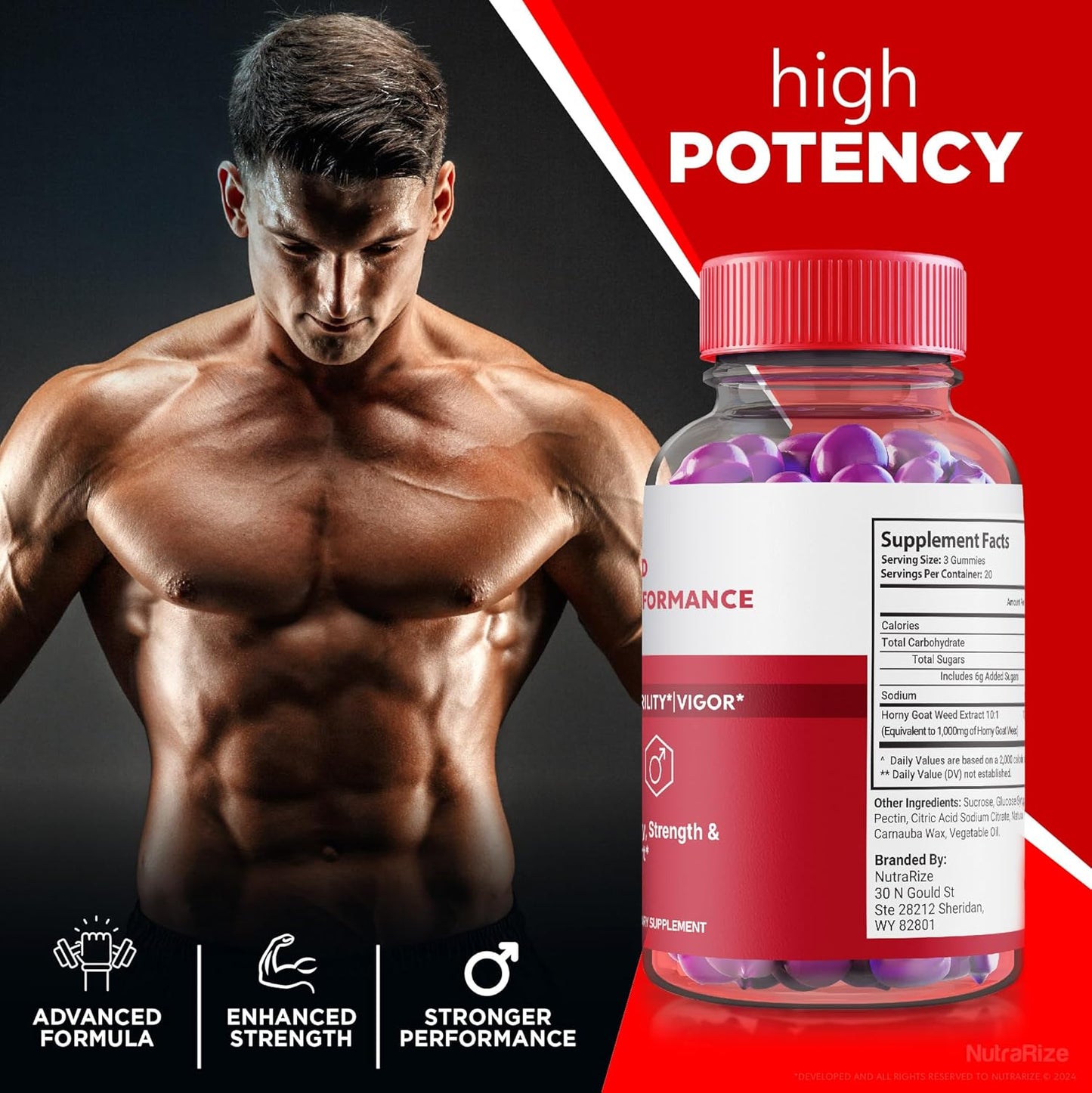 Premium NutraRize Elite Testo Rx Gummies for Men - All Natural Male Formula Supplement for Overall Health - Official Reviews (60 Gummies)