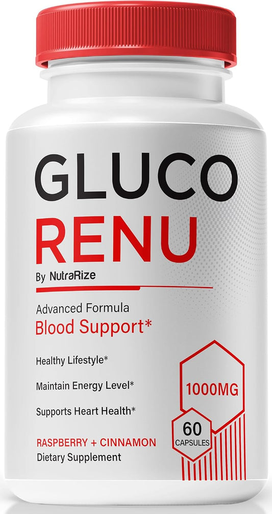 Premium NutraRize GlucoRenu Capsules - Natural Support for Healthy Blood Sugar Levels, Circulation, and Balance - Glyco Optimizer Supplement with Official GlucoRenu Pills - 60 Capsules