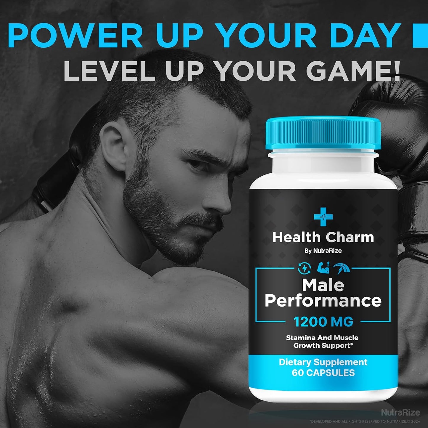 Premium NutraRize Health Charm Pills for Men (2 Pack, 120 Capsules) - All Natural Formula to Boost Blood Flow and Energy Levels, Official Health Charm Male Capsules