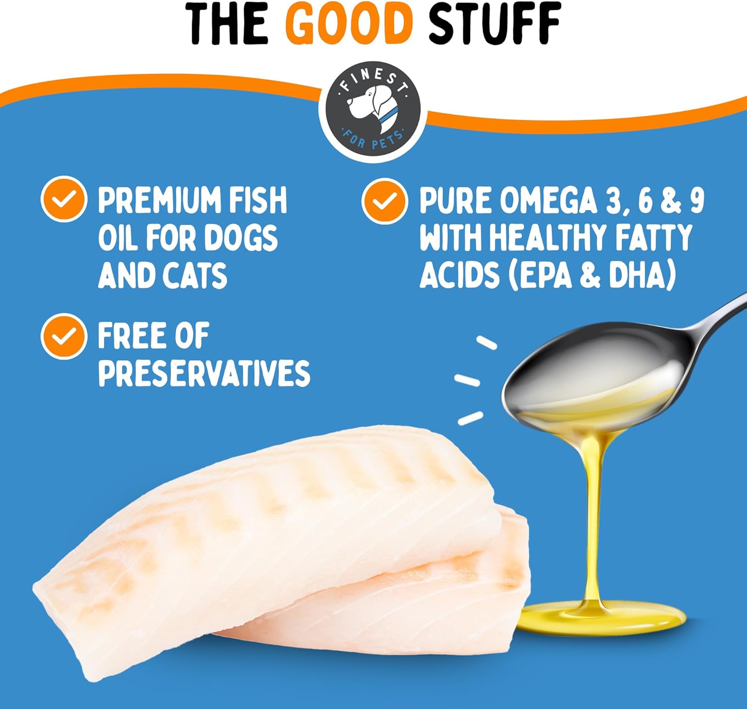 Premium Omega 3 Fish Oil for Dogs & Cats - Supports Skin, Coat, Joints & Immune Health - 16 oz