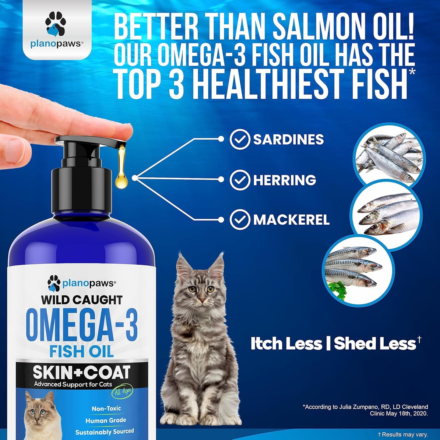 Premium Omega 3 Fish Oil Supplement for Cats - Essential Vitamins and Supplements for Feline Health - Liquid Formula for Healthy Skin and Coat - Cat Dandruff and Shedding Relief