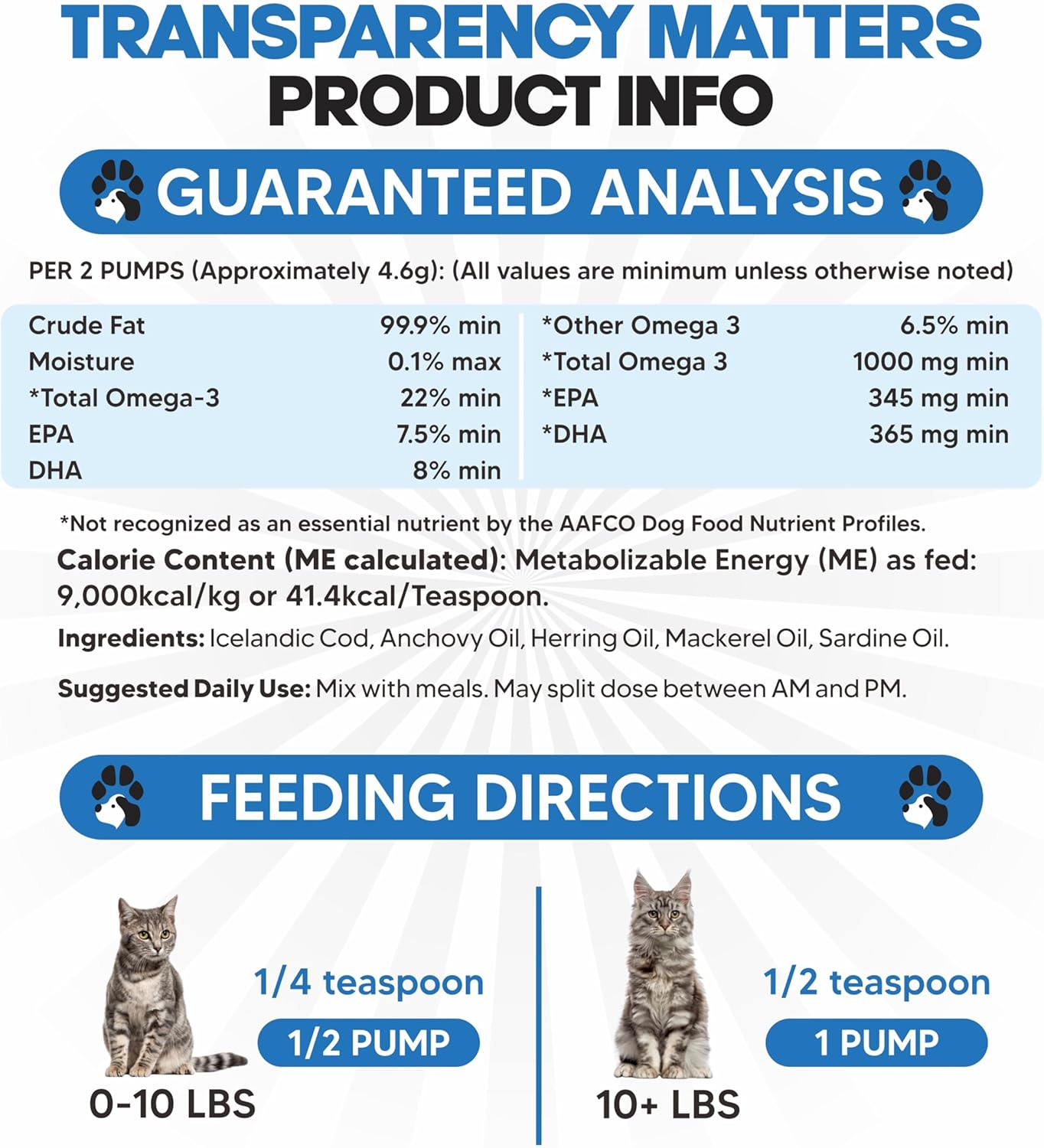 Premium Omega 3 Fish Oil Supplement for Cats - Essential Vitamins and Supplements for Feline Health - Liquid Formula for Healthy Skin and Coat - Cat Dandruff and Shedding Relief