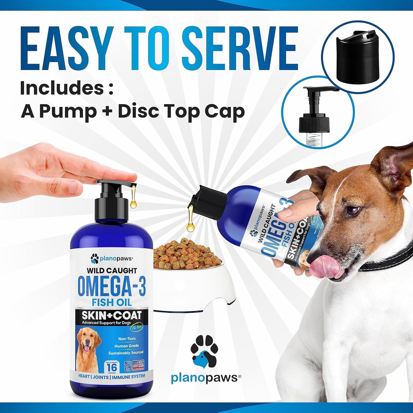 Premium Omega 3 Fish Oil Supplement for Dogs - Promotes Healthy Skin, Coat, Joints, Brain, and Heart - Reduce Shedding and Itching - Liquid Fish Oil for Dogs