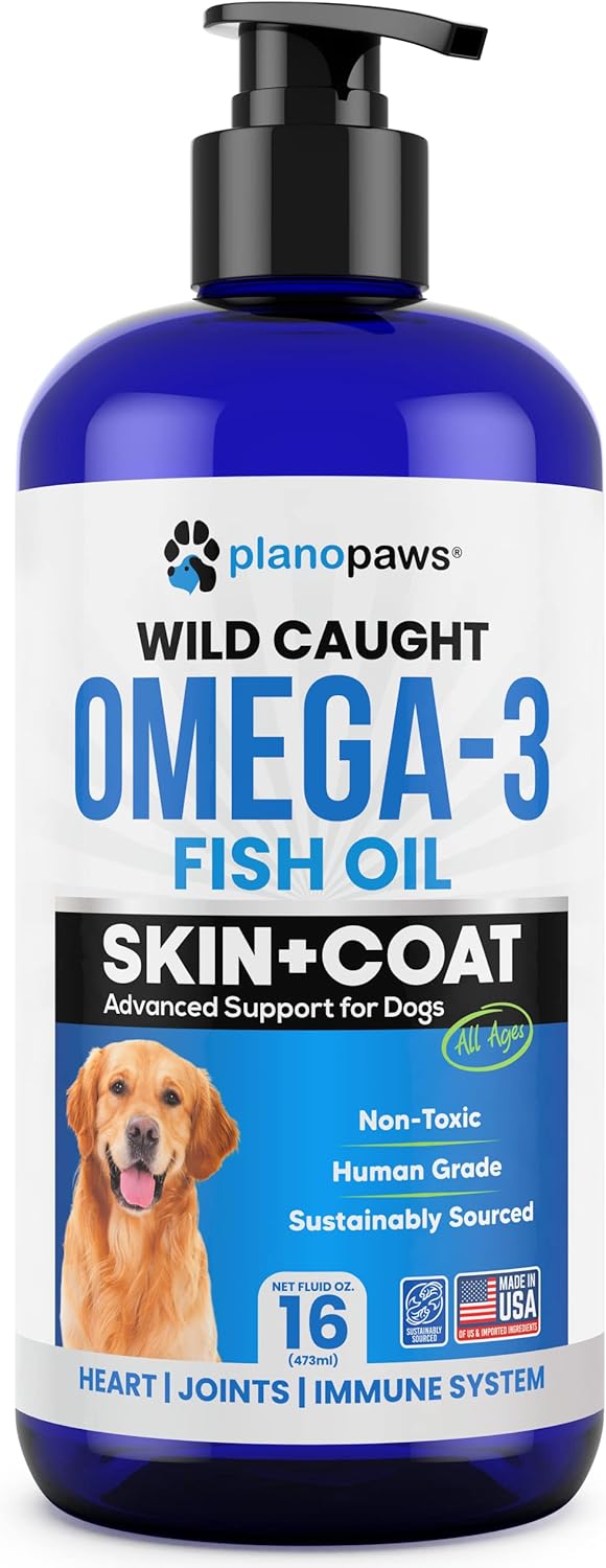 Premium Omega 3 Fish Oil Supplement for Dogs - Promotes Healthy Skin, Coat, Joints, Brain, and Heart - Reduce Shedding and Itching - Liquid Fish Oil for Dogs