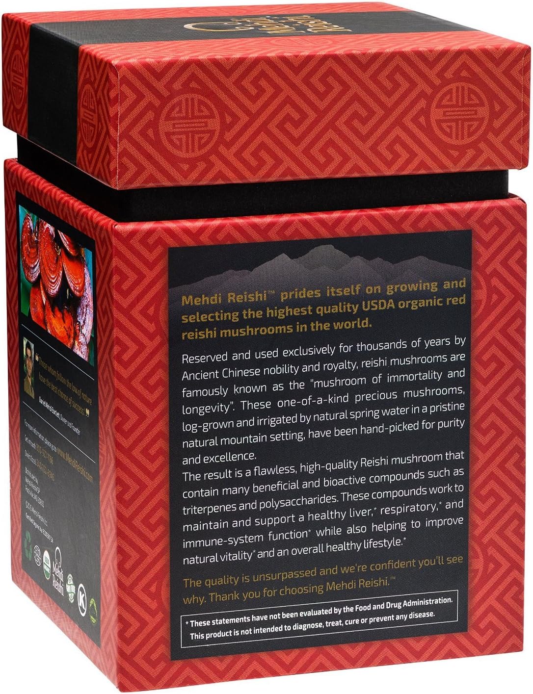 Premium Organic Reishi Mushroom Fruiting Body Extract Powder with 35% Beta Glucan - 100% Pure, 30 Servings, Ganoderma Lucidum