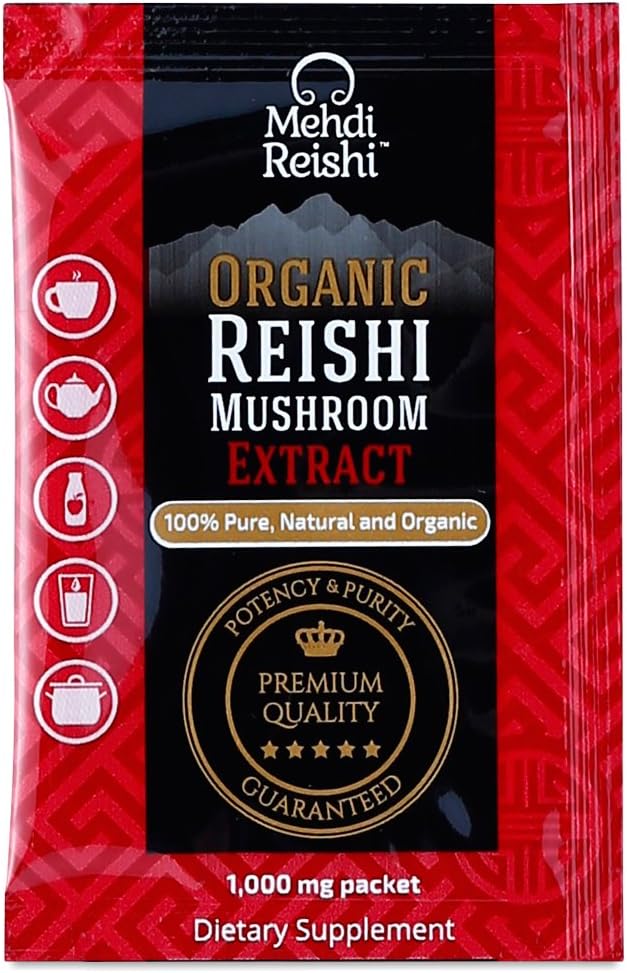 Premium Organic Reishi Mushroom Fruiting Body Extract Powder with 35% Beta Glucan - 100% Pure, 30 Servings, Ganoderma Lucidum