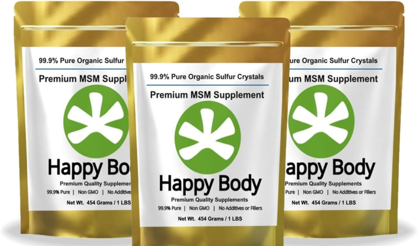 Premium Organic Sulfur Crystals - 99.9% Pure MSM Supplement - 3 Pack of 1 lb Bags