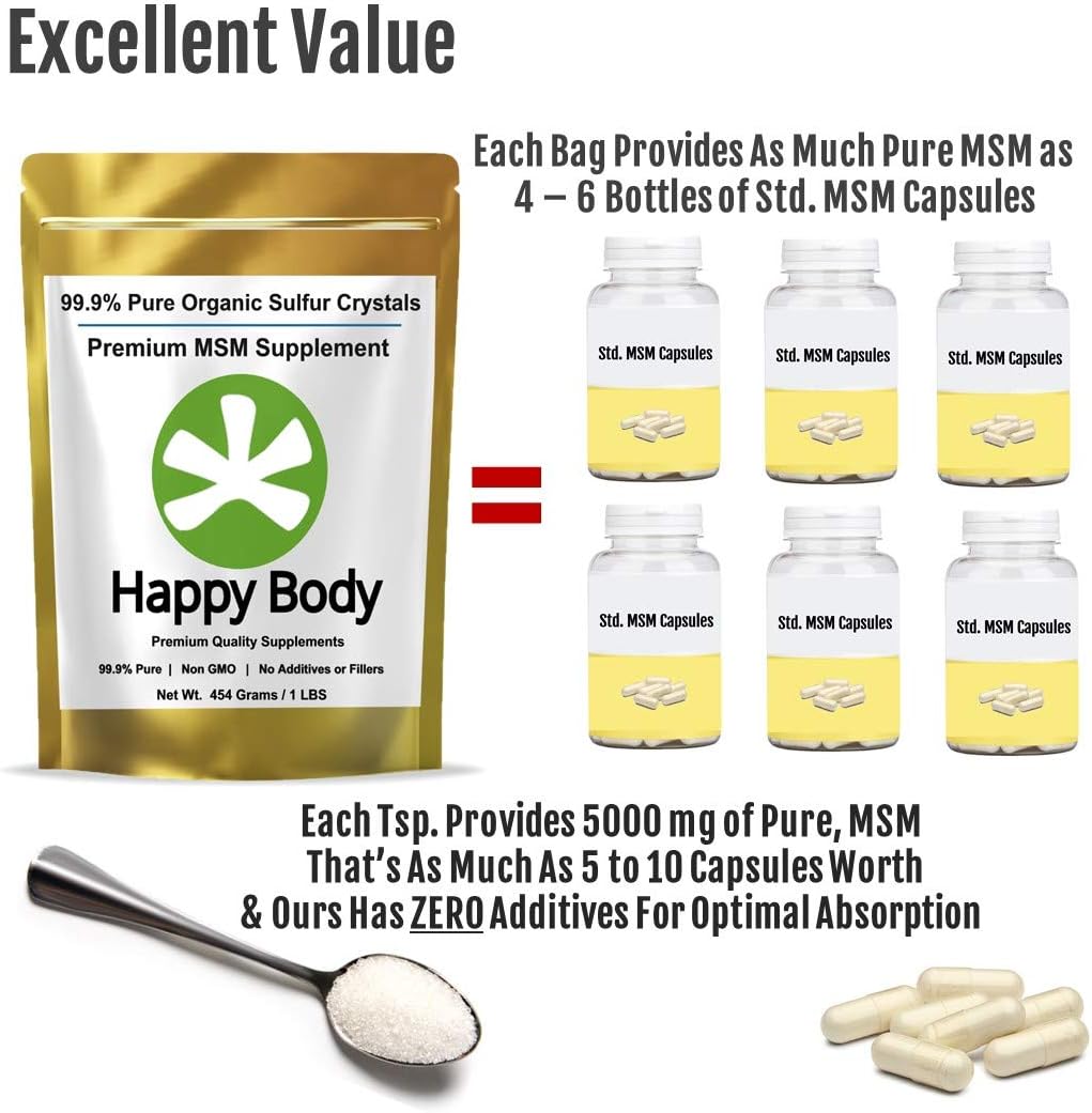 Premium Organic Sulfur Crystals - 99.9% Pure MSM Supplement - 3 Pack of 1 lb Bags