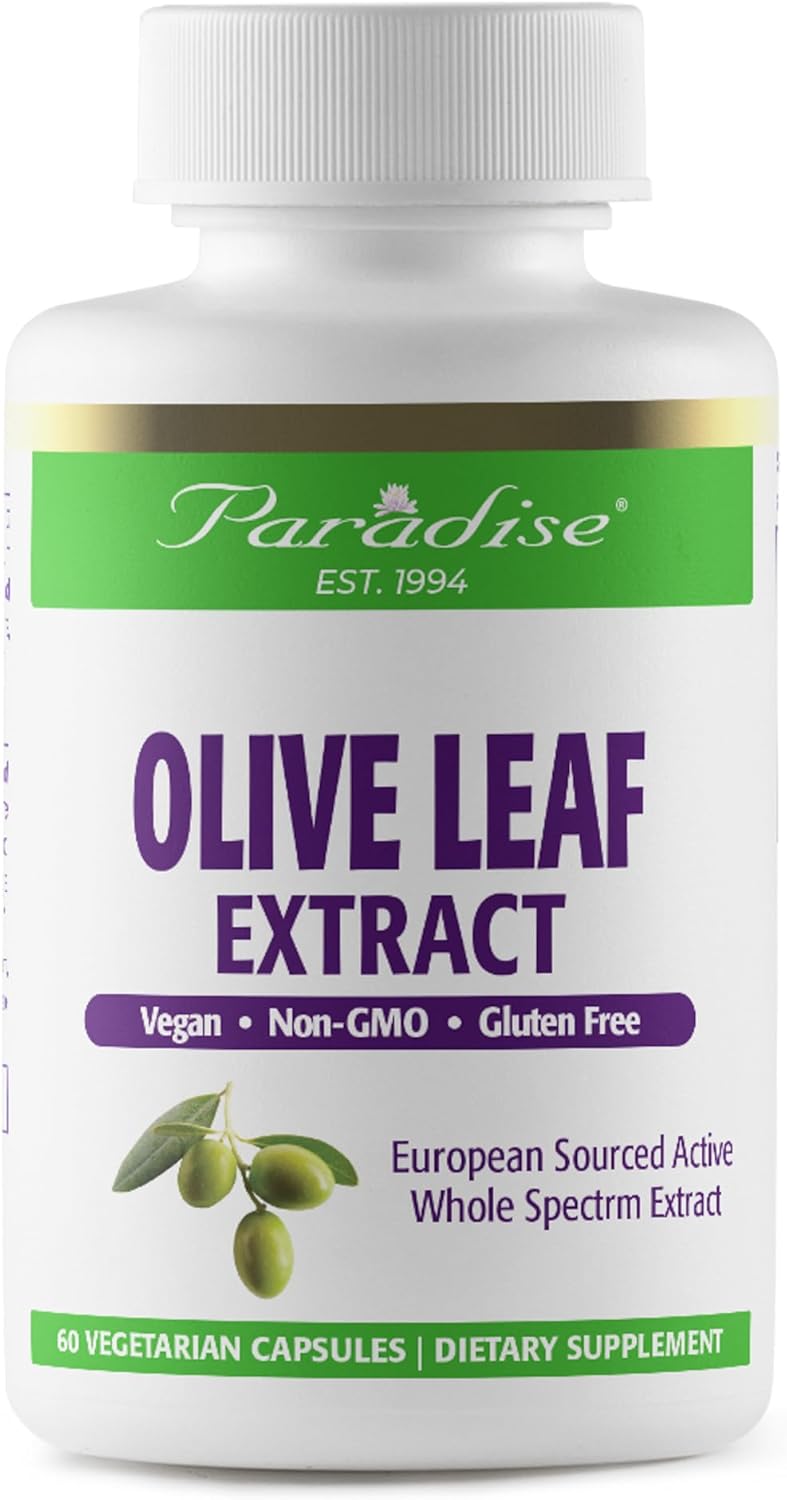 Premium Paradise Herbs Olive Leaf Extract Capsules - Spanish Andalusian Trees, Super Potent and Pure - Non-GMO, Vegan, Gluten-Free - 60 Count