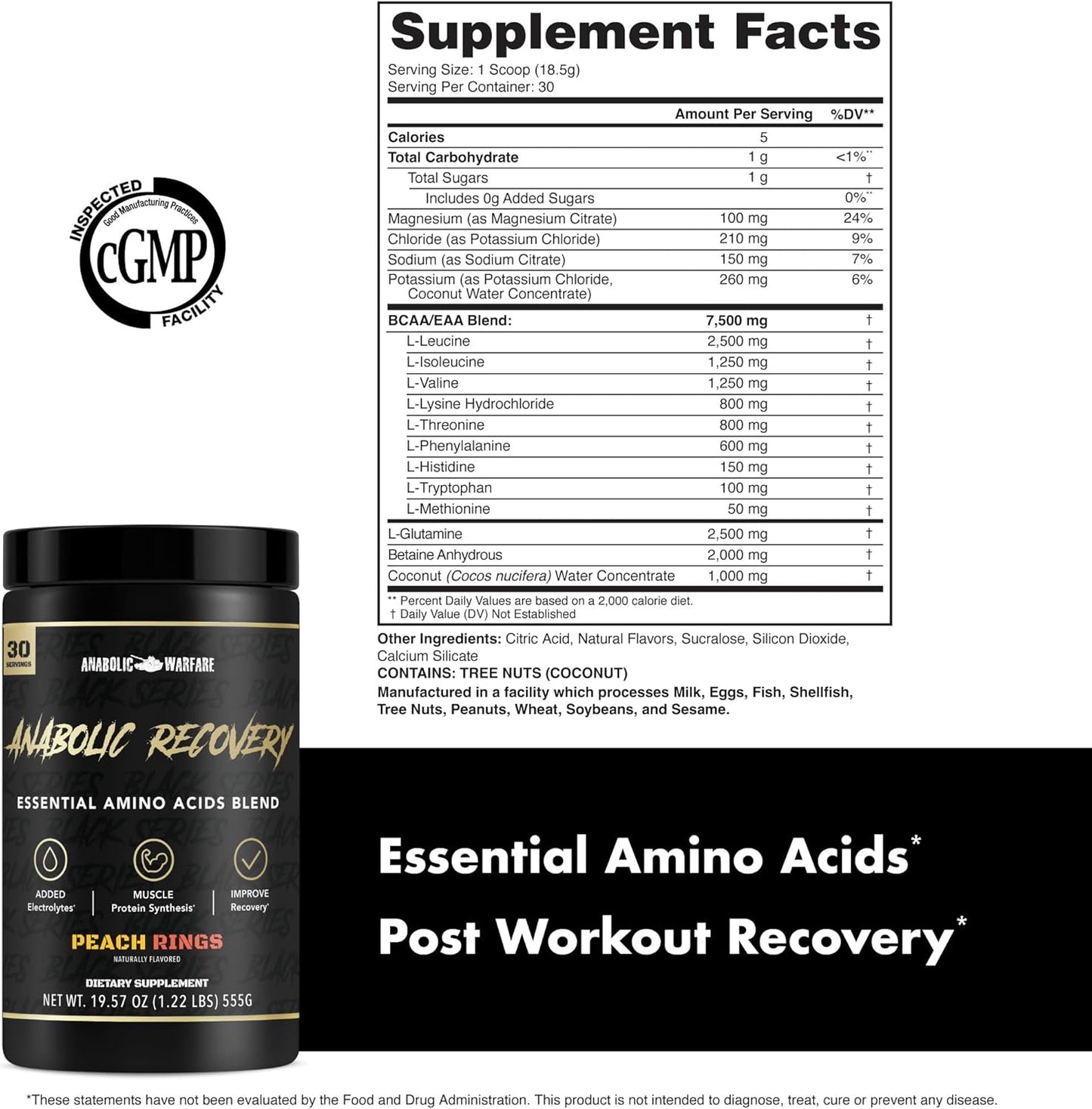 Premium Peach Rings Anabolic Recovery Drink for Post-Workout Muscle Building - 30 Servings