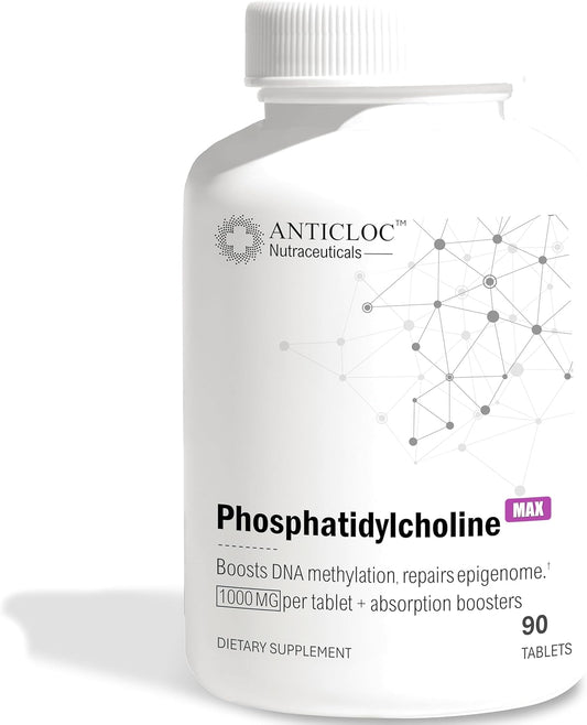 Premium Phosphatidylcholine PC 1000MG Tablets | 90 Day Supply | 5X Ultra Absorption | Max Strength | Supports Methylation & Epigenome | Anti-Aging | Brain & Liver Health