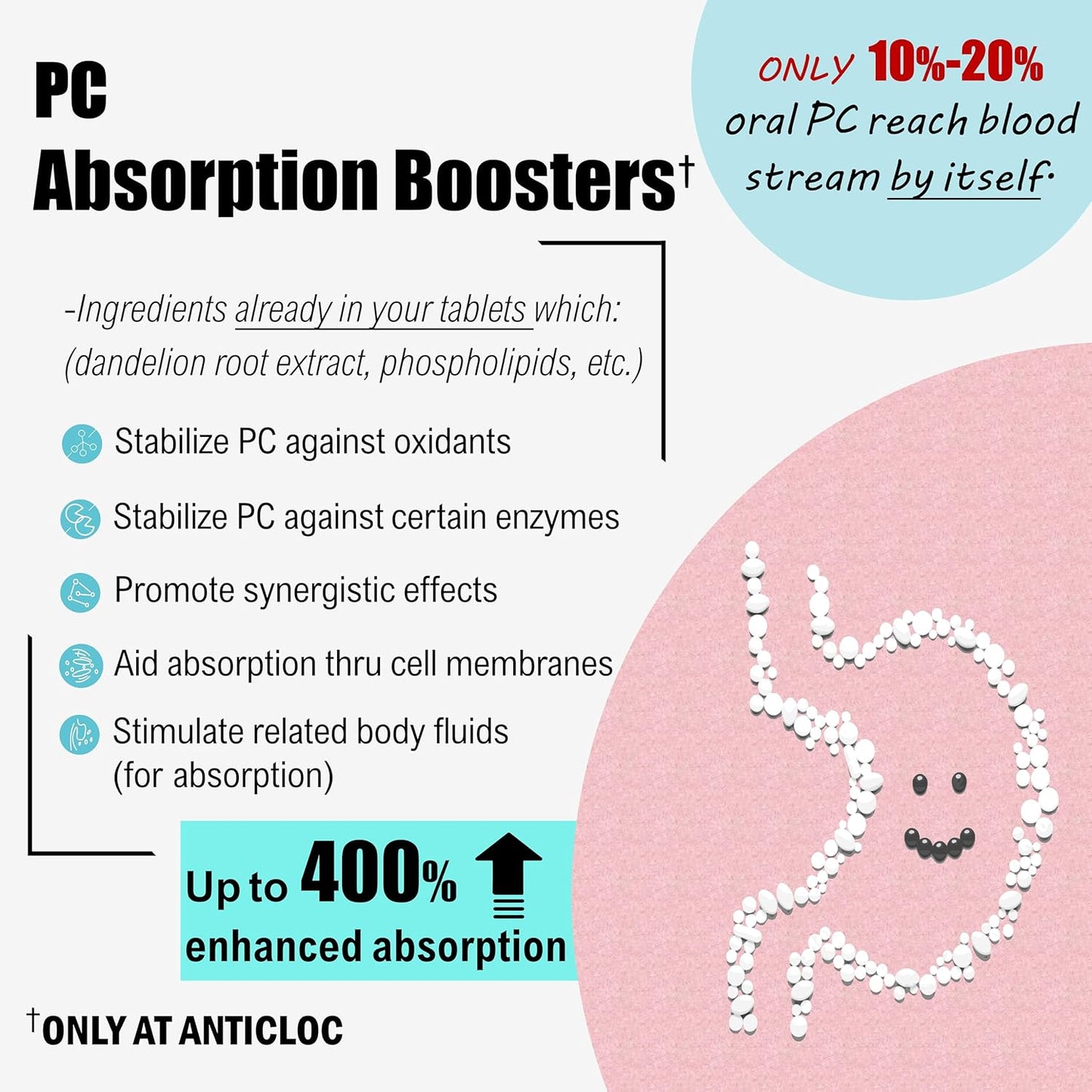 Premium Phosphatidylcholine PC 1000MG Tablets | 90 Day Supply | 5X Ultra Absorption | Max Strength | Supports Methylation & Epigenome | Anti-Aging | Brain & Liver Health
