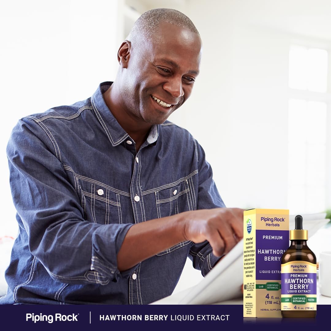 Premium Piping Rock Hawthorn Berry Liquid Extract - 4 fl oz Herbal Tincture Drops - Vegetarian Friendly Supplement - Non GMO & Gluten Free