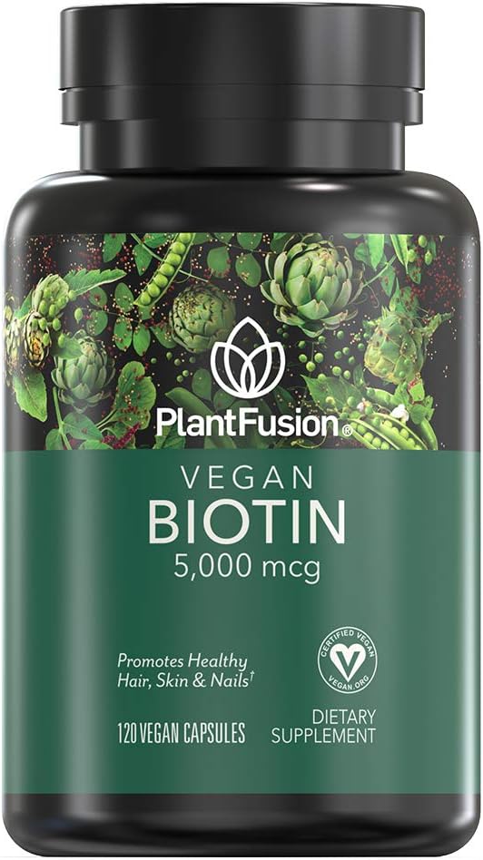 Premium Plant-Based Biotin Supplement (5000mcg) for Hair, Skin, and Nails - Vegan Capsules for Men and Women, 120 Count