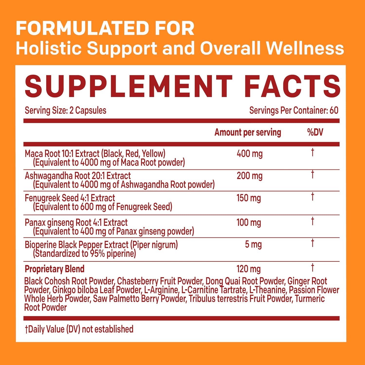 Premium PrimeMD 19-in-1 Peruvian Maca Root Capsules with 9125 mg Ashwagandha, Fenugreek, and Ginseng for Mood, Hormone Balance, and Performance Support - 120 Capsules