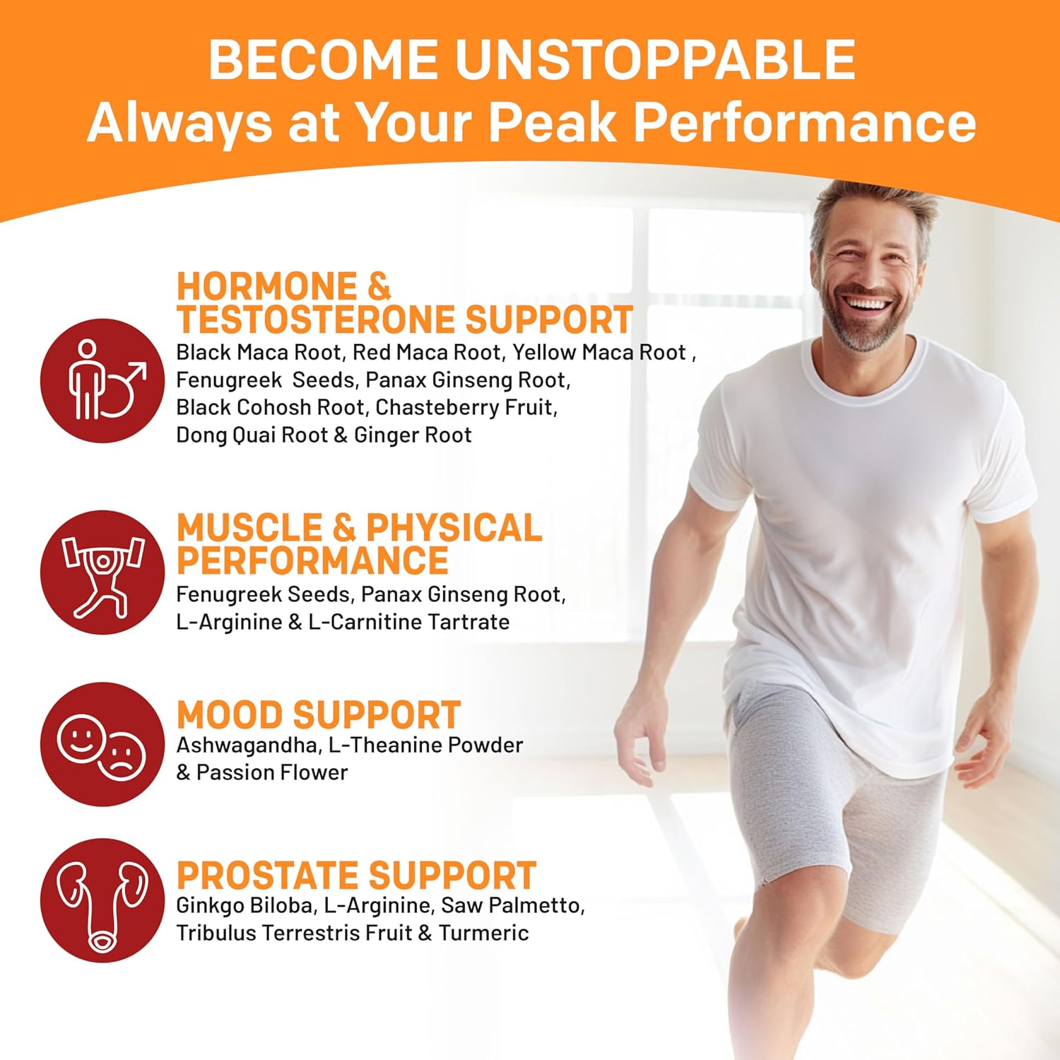 Premium PrimeMD 19-in-1 Peruvian Maca Root Capsules with 9125 mg Ashwagandha, Fenugreek, and Ginseng for Mood, Hormone Balance, and Performance Support - 120 Capsules