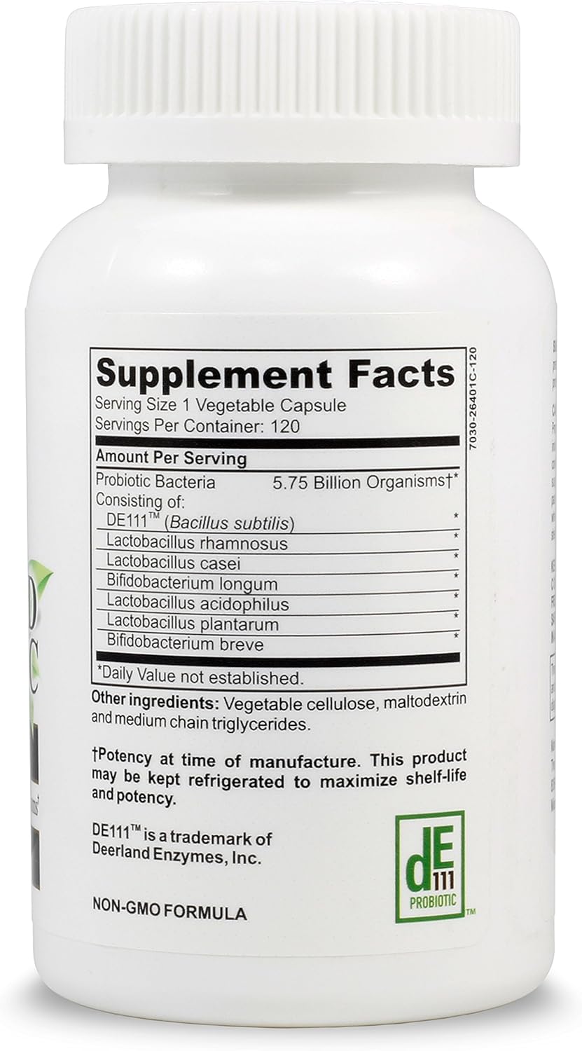 Premium Probiotic Supplement with 5.75 Billion Organisms - Bacillus Subtilis, Bifidobacterium Longum, L. Acidophilus, L. Rhamnosus, L. Plantarum - 120 Capsules