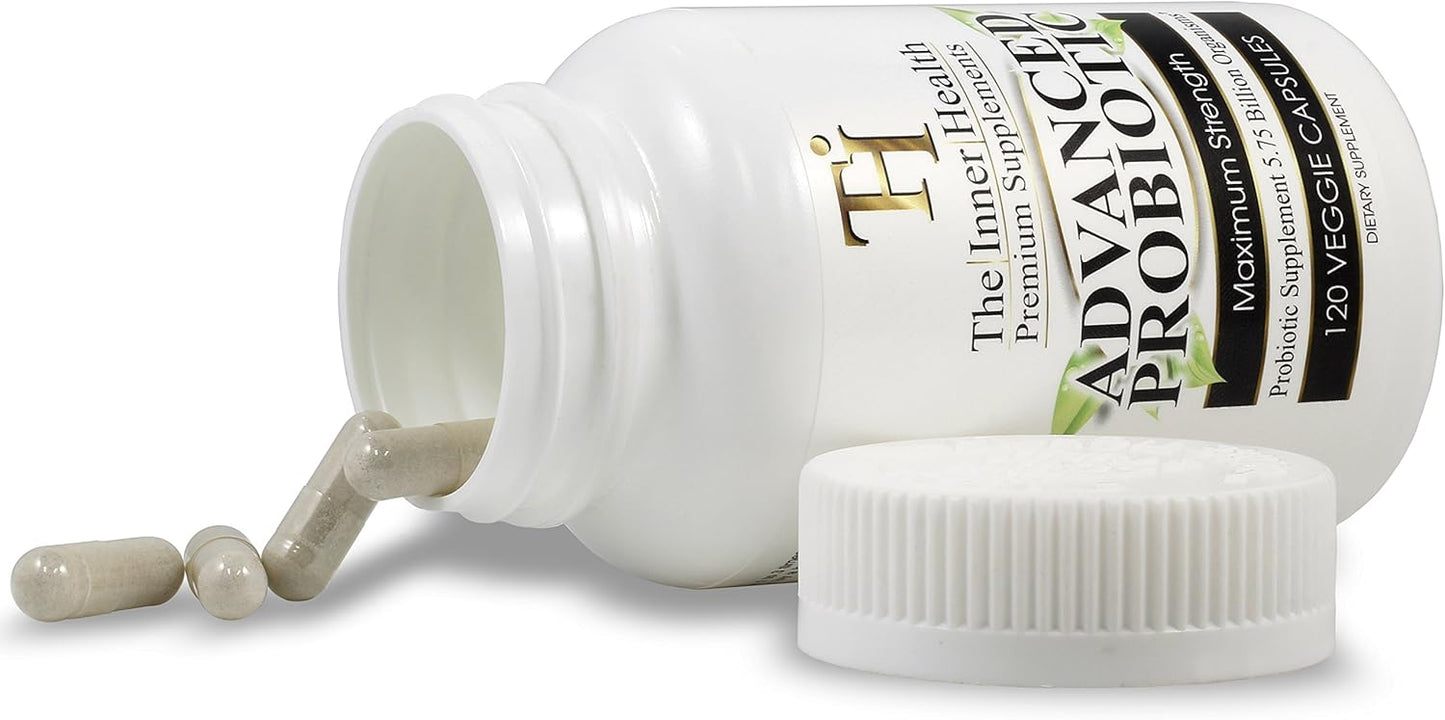 Premium Probiotic Supplement with 5.75 Billion Organisms - Bacillus Subtilis, Bifidobacterium Longum, L. Acidophilus, L. Rhamnosus, L. Plantarum - 120 Capsules